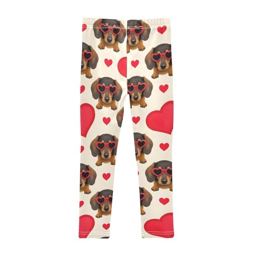 Dachshund Love Pattern Girls Leggings Soft Stretch Workout Yoga Dance Pants for Kids Casual Tights2