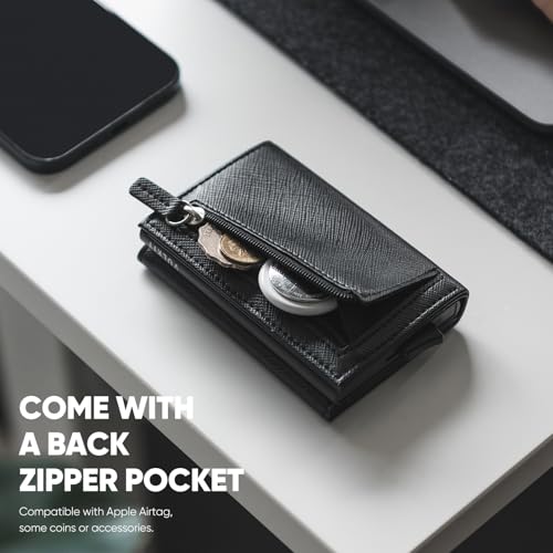 Image of VULKIT Pop up Wallet Minimalist Cash Wallets RFID Blocking Leather Smart Credit Card Holder with Magnetic Closure for Men