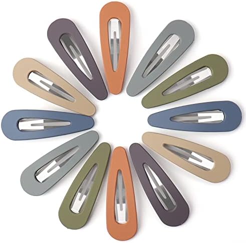 B.PHNE 12 Pcs Big Snap Hair Clips for Women Girls - 7cm / 2.8 Inch No Slip Hair Clips - Metal Hair Barrettes for Women - Cute Candy Color Hair Accessories for Women - Hairpins for Thick/Thin Hair (Cutout Drop)