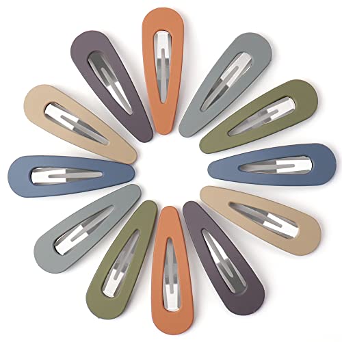 B.phne 12 Pcs Big Snap Hair Clips For Women Girls - 7Cm / 2.8 Inch No Slip Hair Clips - Metal Hair Barrettes For Women - Cute Candy Color Hair Accessories For Women - Hairpins For Thick/Thin Hair (Cutout Drop) #TOP29