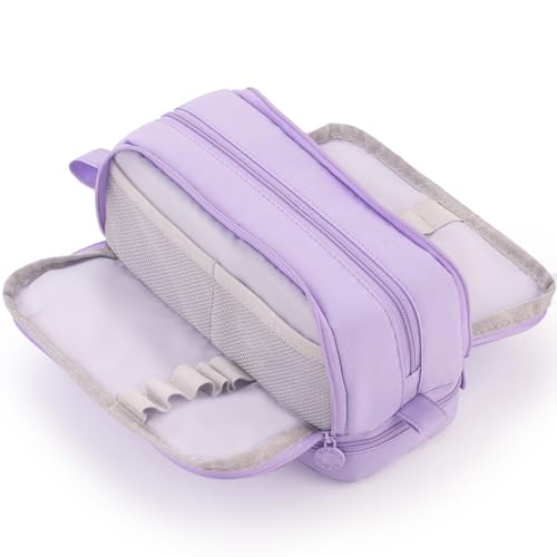 CICIMELON Large Capacity Pen Pencil Case with 4 Compartments Multi-Slot Pencil Pouch Bag Aesthetic School Supplies Organizer for Teen Girls Women Adults (Purple)