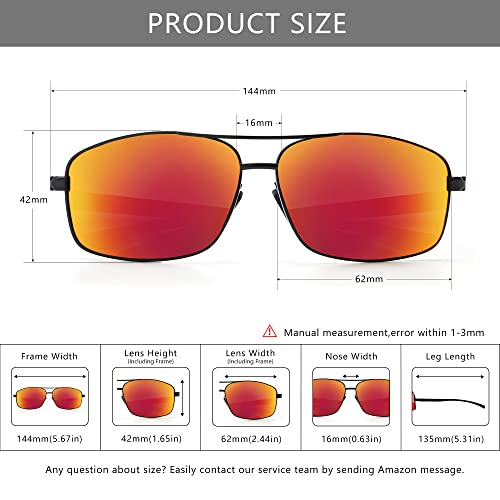 SUNGAIT Ultra Lightweight Rectangular Polarized Sunglasses UV400 Protection Metal Frame 2458 HEKHO - Thumbnail 5