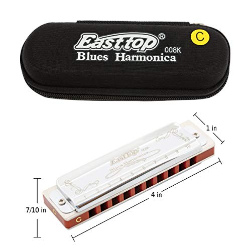East Top T008K-SR-C Harmonica Key Of C 10 Holes 20 Tones 008K Blues Diatonic Mouth Organ Harmonica thumb #3