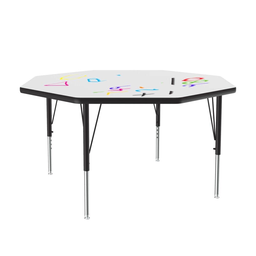 ( only top) Correll 48\" Octagon Shaped, Classroom Dry Erase/Markerboard Top Activity Table, Height Adjustable (19\"-29), White Durable High Pressure Laminate, School Furniture, Made in The USA (ACZ48DE-OCT-80)