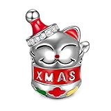 NINAQUEEN Charm für Pandora Anhänger Armband Katze Geschenk Weihnachtsgeschenke Silber 925 Zirkonia Eigenschaften Schmuck Damen mit Schmuckkasten, Geschenke Muttertag für sie