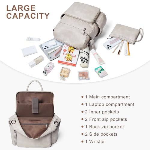Image of Shrrie Vegan Leather Laptop Backpack for Women 15.6 inch Work Backpack Fashion Travel Backpack Purse for Travel College Work