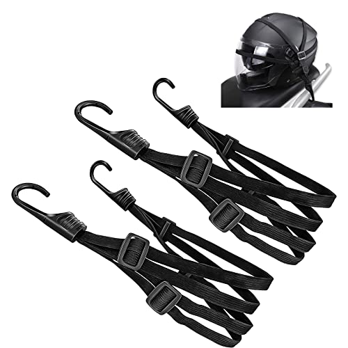 TAFAFTL 2 Pièces Rétractable élastique Casque Sangles, Sangle Bagage Elastique avec Crochets Sangle de Bagage Moto pour Vélo Casque de Moto Bagages Chariot Remorque Cargo (60-105cm), Noir Cover
