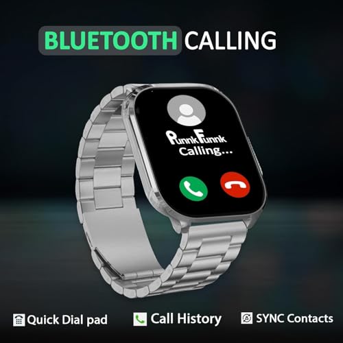 Image of PunnkFunnk H9 Metal Smart Watch 2.01 inch TFT Display, Bluetooth 5.0 with 100+ Sports Mode, Heart Rate & Blood Oxygen Monitor, Call & Message Reminders Compatible with Android & iOS (Metal Grey)