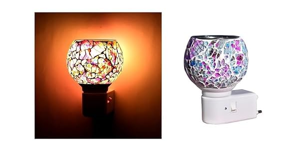 KRIVIYA glass Electric Aroma Diffuser, Kapoor dani, Night Lamp, Premium Home Decor Lamp, Soothing Fragrance Ambience by Using Kapoor, Laung, Essential Oil, for Home,Office Model- (Pink M-26) 1