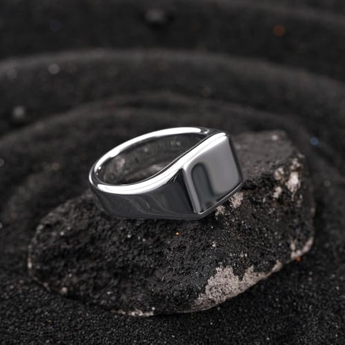 King Will Men's Tungsten Signet Rings Thumb Pinky Biker Band Ring For Men High Polished Plain Wedding Statement Ring Comfort Fit Size 7-12 - Image 3