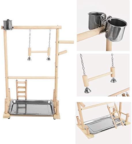 Parrots Playstand Bird Playground Wood Perch Gym Stand Playpen Ladder with Toys Exercise Playgym for Conure Lovebirds