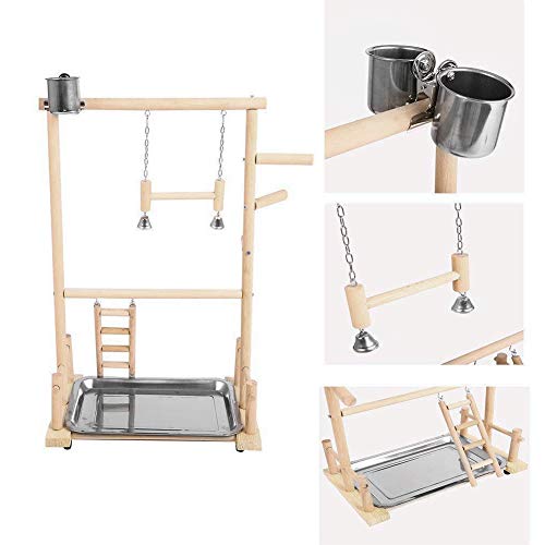 Parrots Playstand Bird Playground Wood Perch Gym Stand Playpen Ladder with Toys Exercise Playgym for Small Parakeets, Cockatiels, Finches, Budgie