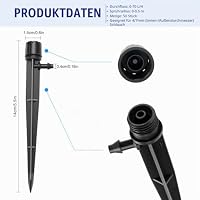 50 Stücke 360 Grad Einstellbare Bewässerung Sprinkler, VooGenzek 8-Loch Garten Bewässerung Tropfer mit Barb Verbinder & Micro Drip Rohrhalter for 4/7mm Schlauch, für Gewächshaus, Topfpflanzen, Schwarz – Ansicht 2