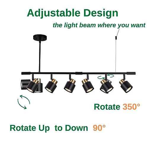 CRAFTRONOS 6 Light Track Lighting Kit, Matt Black Brass Finish Adjustable Height with Moden Flush Mount Ceiling Spotlight for Kitchen,Dining,Living Room,Home Improvement