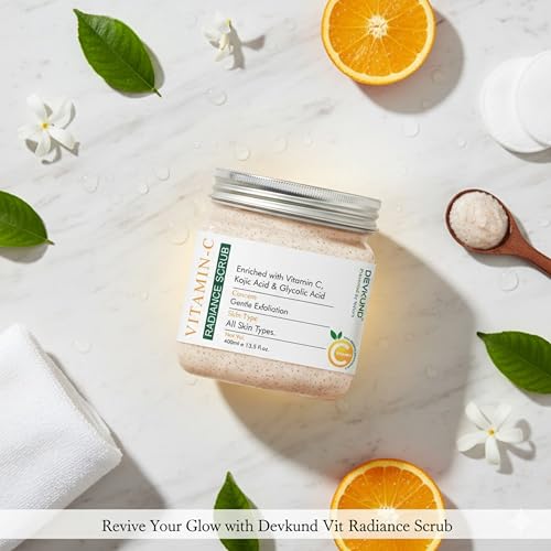 Image of Vitamin-C Radiance Face & Body Scrub | Enriched with Vitamin C, Kojic Acid & Glycolic Acid | Skin Brightening, Exfoliating & Revitalizing - 400ml