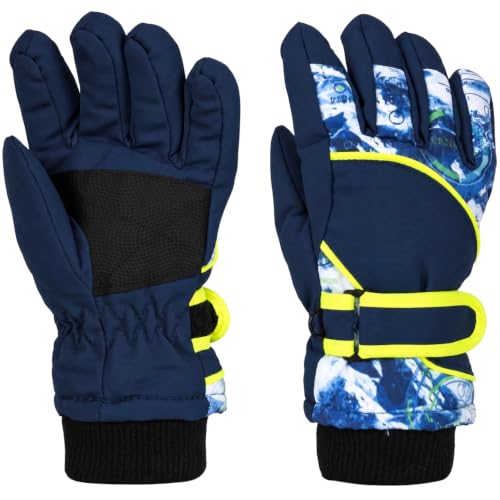 Kids Winter Ski Gloves Windproof Water-Resistant Thickened Warm Glove 4-7 Y