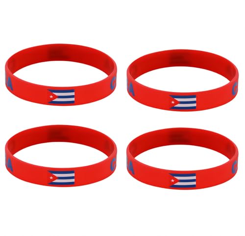 ZENRUIMING 4 pulseras de silicona con bandera cubana, pulseras de goma elástica...