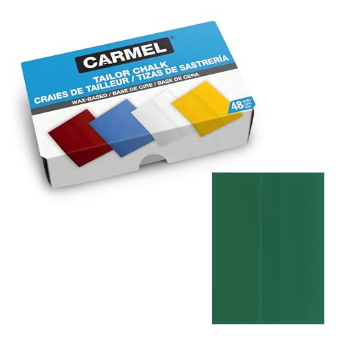 Carmel Tailors Chalk, Box of 48 (Green), Super-Glide Tailor Crayon, Wax-Based Fabric Chalk
