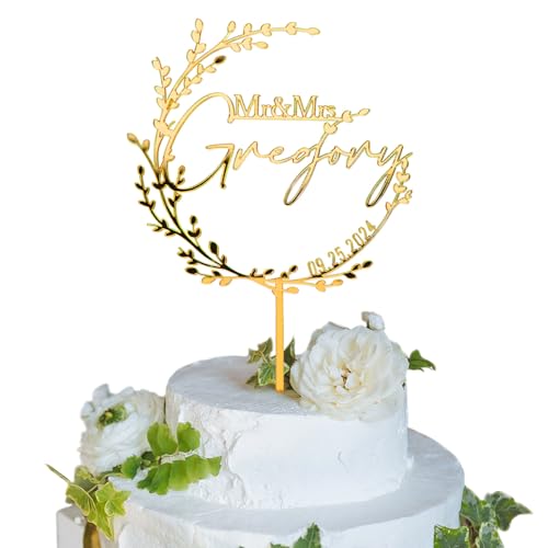 Wedding Cake Toppers,Custom Cake Topper Wedding Bride and Groom,Personalized 16 Colors Anniversary Mr and Mrs Cake Decoration