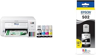 Epson EcoTank ET-3830 Wireless Color All-in-One Cartridge-Free Supertank Printer with Scan, Copy, Auto 2-Sided Printing and Ethernet & 502 EcoTank Auto-Stop Ink Bottle, Black (T502120)