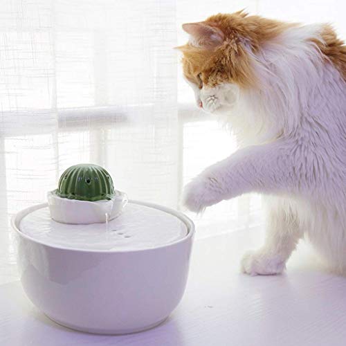 CWYSJ Cat Water Fountain，Ceramic Pet Drinking Dispenser for Cats and Dogs, Circulation Silent Non-slip Portable Water Bowl 1.3L