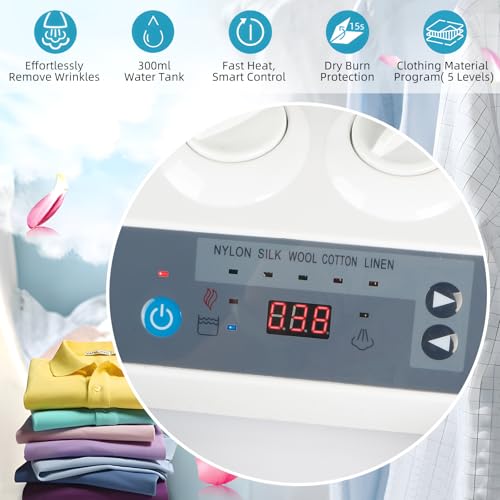 1800W Large Steam Press Machine with LED Screen, 31”x 12” Clothes Press Machine for Home Business Digital Steam Press for Clothes, 5 Temperature Settings for All Fabrics and Steam Burst