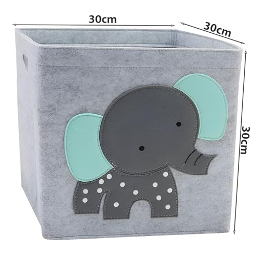 Image of Cute Design Kids Storage Organizer Box for Toys, Clothes and More - Foldable Kids Storage Box Organizer (Elephant)