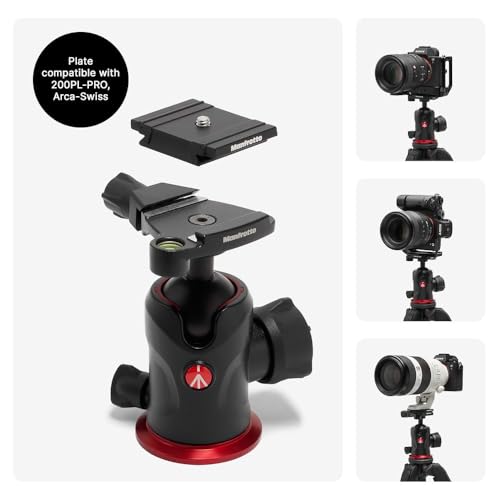 Manfrotto 190X AS, 3-Section Aluminum Camera Tripod, Photo-Kit with Ball Head, Ground Level, Arca-Swiss Plate, Quick Power Lever Lock, 22lbs Payload, for DSLR and Mirrorless, Photo Shooting Supports by Manfrotto - Image 3