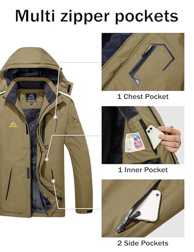 Image of MAGCOMSEN Men's Winter Coats Waterproof Ski Snow Jacket Warm Fleece Parka Raincoats With Multi-Pockets
