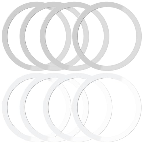8 Pack Universal Metal Rings Sticker Compatible for Magsafe Magnetic Wireless Charger iPhone 18 17 16 15 14 Pro Mini Max Galaxy,(NO Magnet)Ultra-Thin Car Charger Conversion Accessories,(Silver,White)
