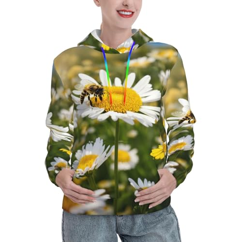 Sweat à capuche cadeau d'automne pour femme motif marguerite