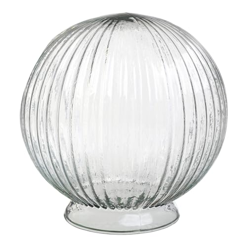Image of Yosoan 1-Light Striped Round Glass Replacement Shade Lamp, Clear Globe Lampshade 1 Bulb for Wall Sconce Hanging Pendant Light Ceiling Light for Living Room Kitchen Bedroom Bedside Hallway Stairwell