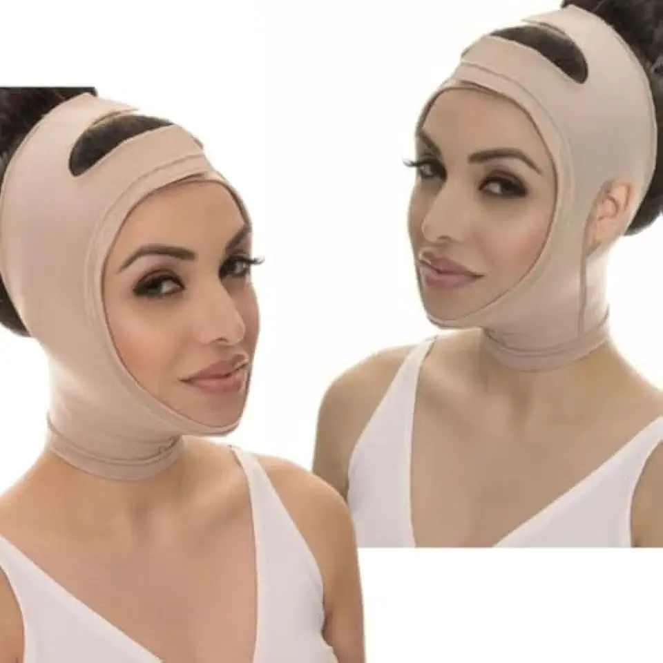 Faixa Cinta Pós-Cirúrgica Mentoneira Lifting Facial Lipo de Papada Bichectomia Otoplastia Com ou Sem Abertura para as Orelhas New Form (M, Com Abertura de Orelhas)