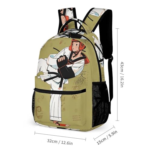 Taekwondo Design Backpack Set 3 Piece, Durable Backpack Insulated Lunch Bag Portable Pencil Case for Men Women2