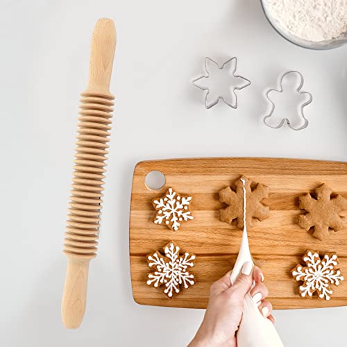 Luxshiny Multitools Pasta Rolling Pin Spaghetti Pasta Maker Lefse Griddle Textured Rolling Pasta Roller Wheel Lattice Roller Dough Roller Pasta Tools Thin Noodles Wood Thread - Image 9