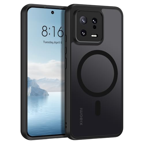 VENINGO Magnetische Schutzhülle für Xiaomi 13 Hülle kompatibel mit MagSafe Cover transparent matt Silikon TPU Anti-Fingerabdruck Schutzhülle für Xiaomi 13 6 36 Zoll Schwarz