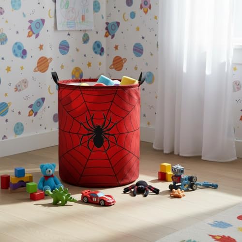 Image of Baby Laundry Hamper kids laundry Basket Waterproof Laundry Bag for Bedroom Clothes Organizer Room Decor(Spider Web)
