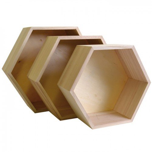 Youdoit 3 estantes hexagonales de madera