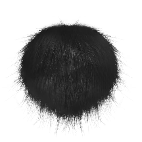 M METERXITY Faux Fur Pom Poms, 4.7 Inch/ 12cm Fluffy Pompoms Balls, Black
