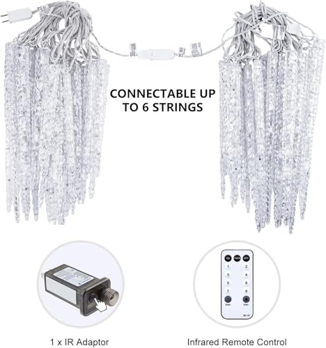 Brightown Icicle Lights Outdoor 29.42Ft With Remote - 20 Tubes 100 Led Icicle Christmas Lights thumb #6