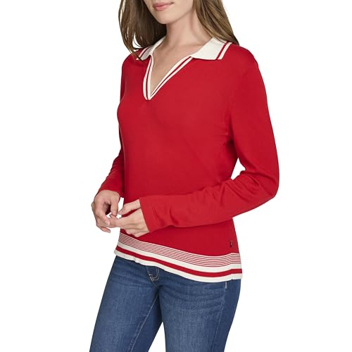 Nautica Women's Long Sleeve Solid Johnny Collar Pullover3