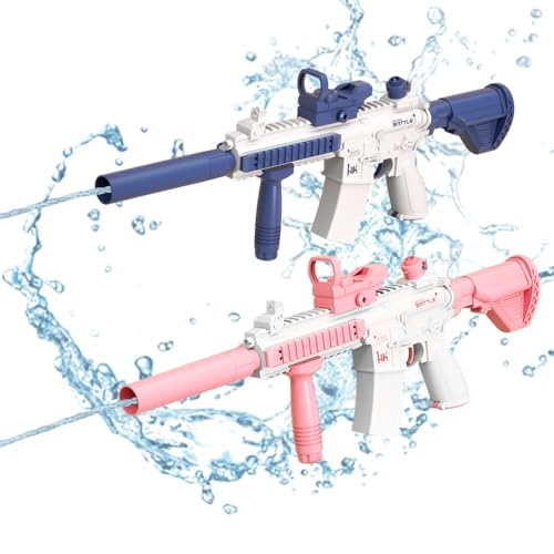 Electric Water Guns for Kids Ages 5-15,2 Pack Automatic Squirt Guns for Boy Girl Adults, Water BlasterSpray Distance up to 32 FT, Summer Toy for Outdoor Pool Water Fighting Pink Blue