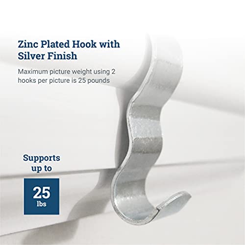 Picture Rail Hooks Silver Finish - 10 Pack - Picture Rail Hangers - Wide Molding Hooks #TOP2