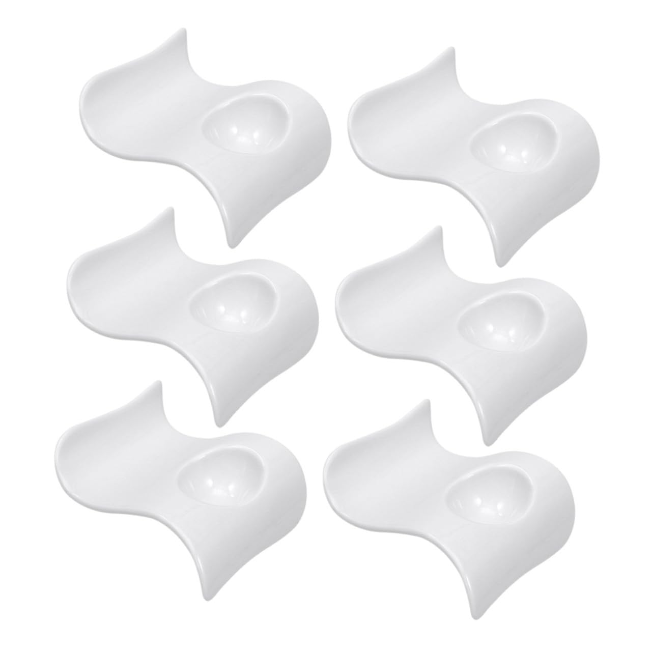 iplusmile Supports à Œufs en Céramique Blanc 6 Pièces, Porte-œufs Modernes et Élégants pour Petit-déjeuner, Plateau de Service pour Œufs Durs