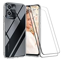 LCEHTOGYE Cover per Oukitel C32 + Pellicola Protettiva in Vetro Temperato,Nero Custodie Morbido Silicone Case Ultra Sottile TPU Custodia per Oukitel C32 (6,52) - KE125