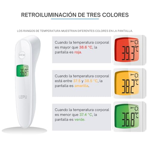 Termómetro infrarrojo para frente || Termómetro infrarrojo sin contacto para objetos || Termómetro infrarrojo sin tacto para adultos, niños y bebés - imagen 9