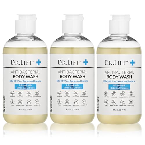 DR. LIFT Antibacterial Body Wash, 8 oz (3-Pack) - Gentle & Effective Shower Gel - Made in America