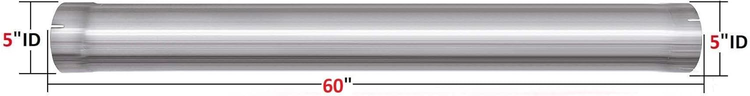 Northeastern Exhaust | Stainless Steel Exhaust Universal Straight Pipe (5" ID/OD x 60" Long) | Free Lap Joint Band Clamps | Automotive Replacement Part