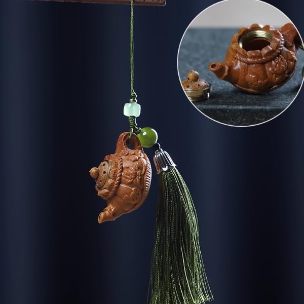 Wood Teapot Pendant Ornament,Car Rear View Mirror Vintage Pendant,Car Interior Accessories Decoration Presents for Window Wall,Home House Room Hanging Decoration image 5