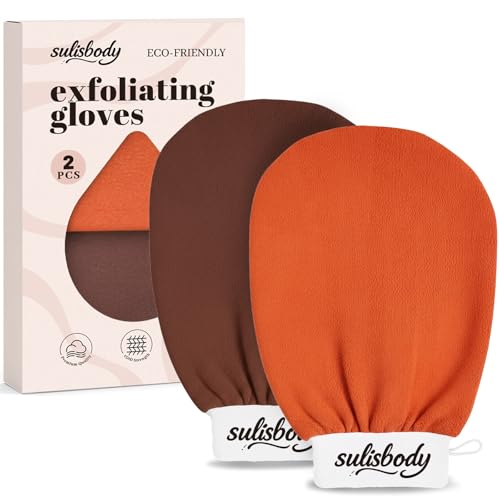 Exfoliating Glove - Korean Exfoliating Mitt, Body Scrubber, Dead Skin Remover, Self Tan Prep, Ingrown Hair Prevention, Deep Cleanse, Smooth Renewed Complexion, Spa Gift Idea